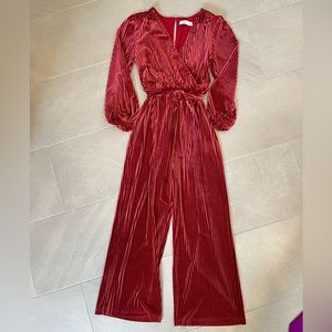 Red Velvet Long Sleeve Romper